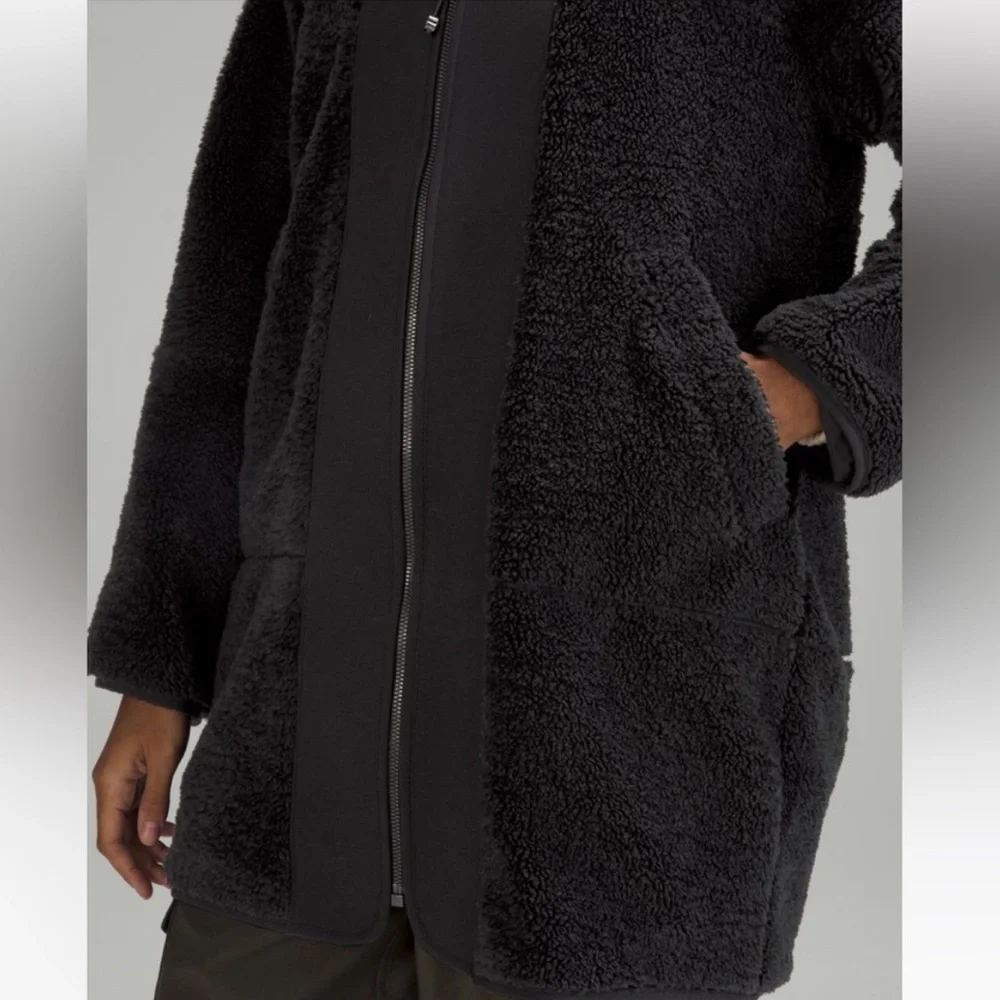 Lululemon Collarless Textured Fleece Full Zip Jacket Black